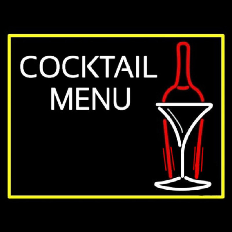 Cocktail Menu With Bottle Neonskylt