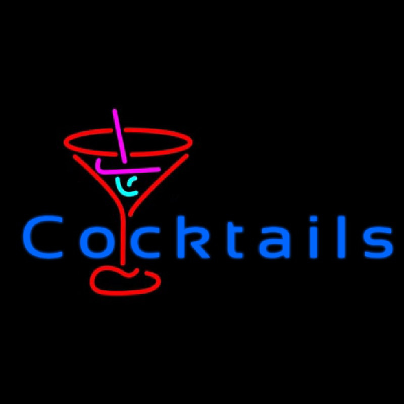 Cocktail with Red Cocktail Glass Neonskylt