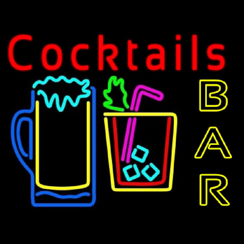 Cocktails Bar Open Neonskylt