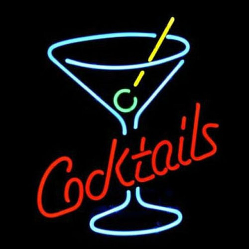 Cocktails Martini .  Glas Logo Öl Bar Neonskylt Julklapp Snabb Leverans