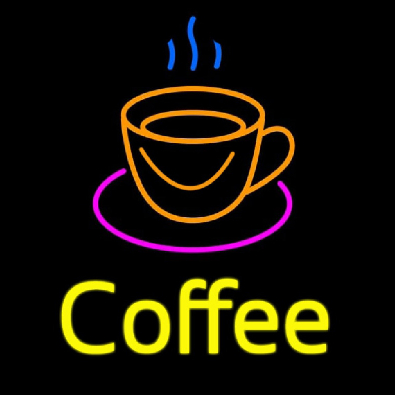 Coffee Cup With Yellow Coffee Neonskylt