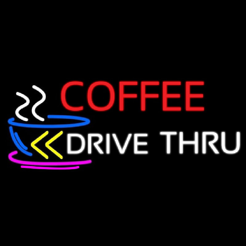 Coffee Drive Thru With Yellow Arrow Neonskylt