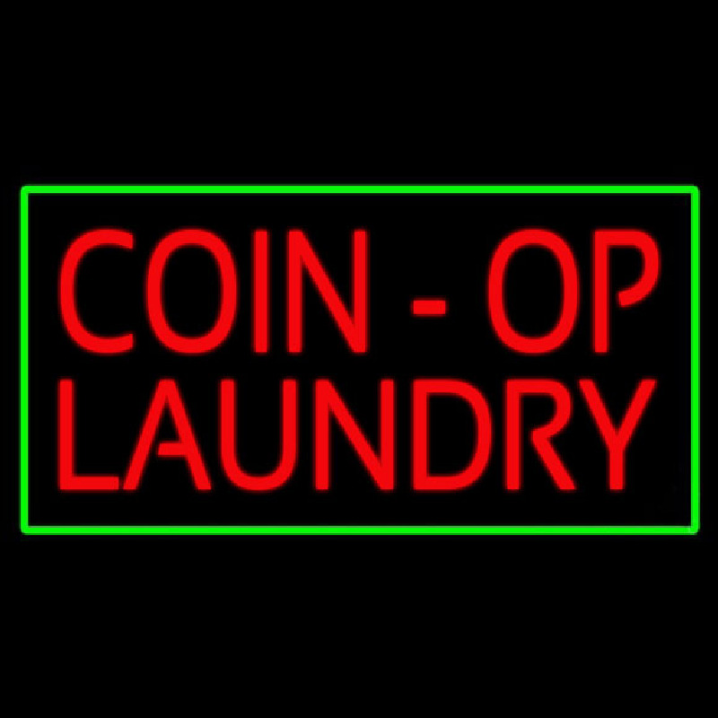 Coin Op Laundry Green Border Neonskylt
