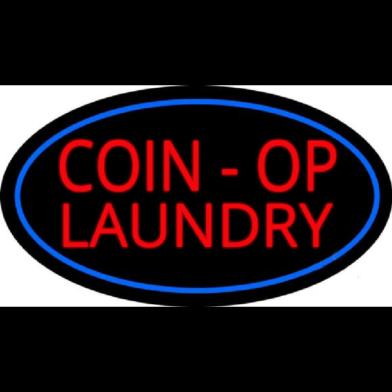 Coin Op Laundry Oval Blue Neonskylt