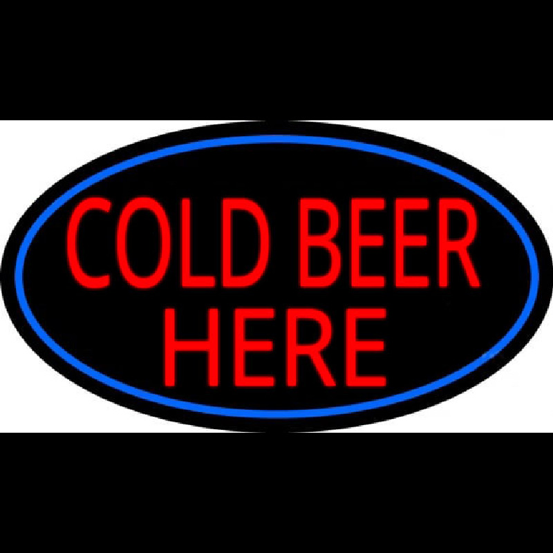 Cold Beer Here With Blue Border Neonskylt