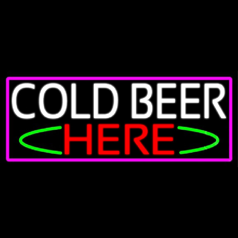 Cold Beer Here With Pink Border Neonskylt
