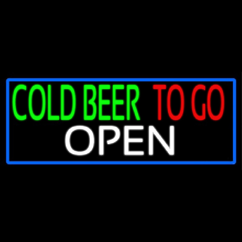 Cold Beer To Go With Blue Border Neonskylt