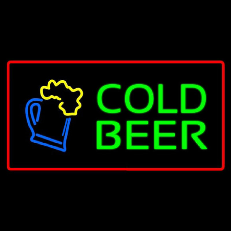 Cold Beer with Red Border Neonskylt