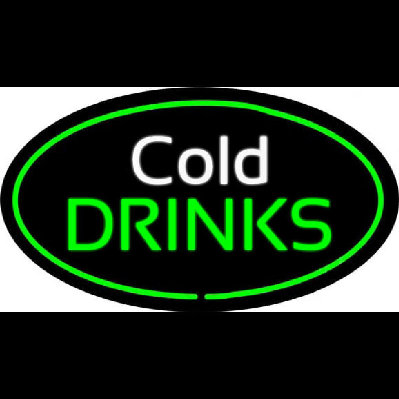Cold Drinks Oval Green Neonskylt