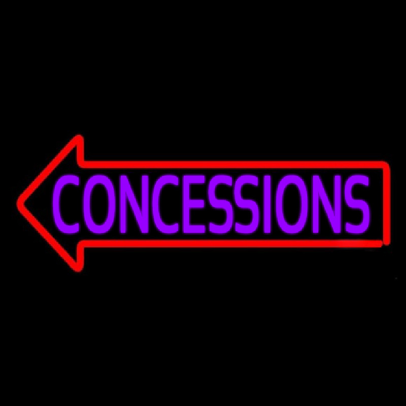 Concessions With Red Arrow Neonskylt