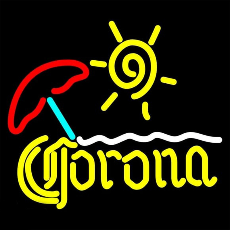 Corona Beach Sun Umbrella On Sand Beer Sign Neonskylt