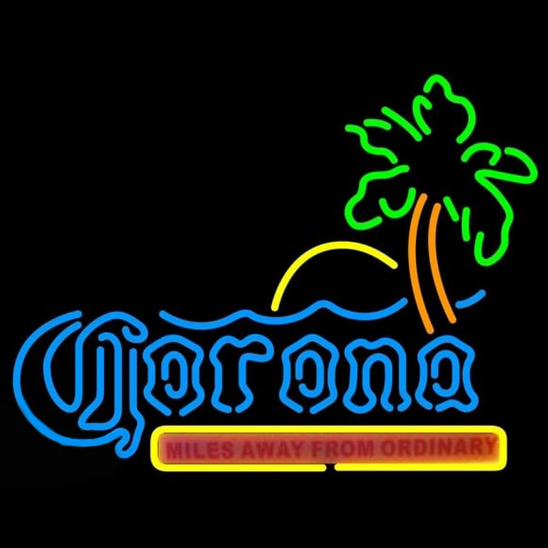 Corona Beach Sunset Tree Beer Sign Neonskylt