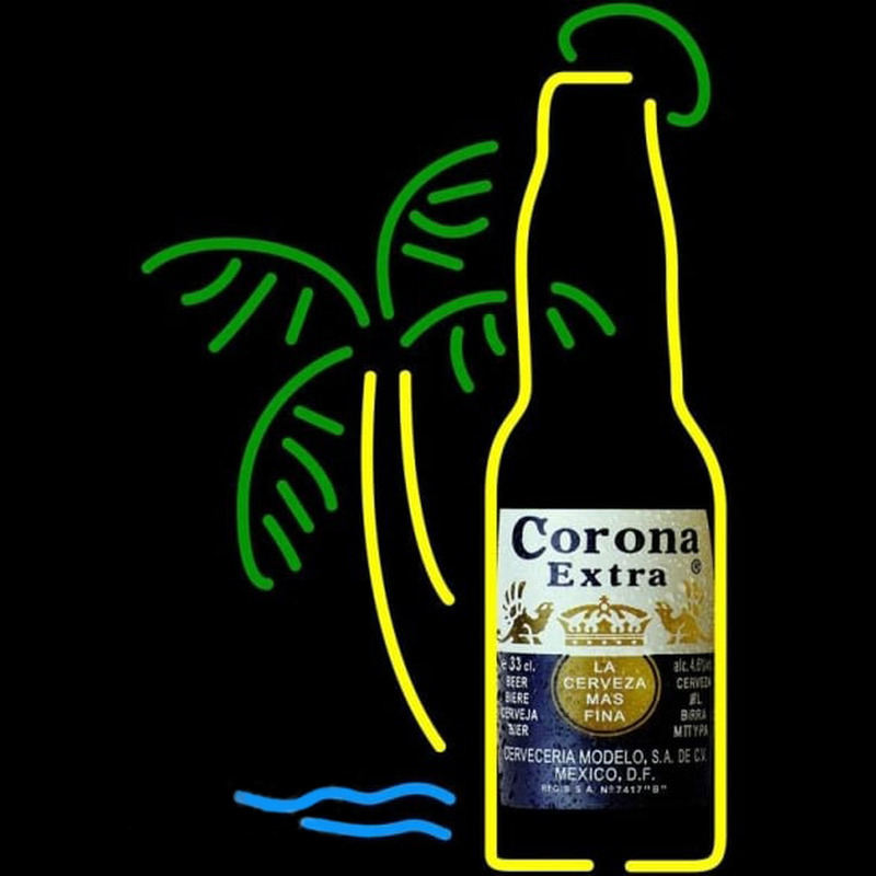 Corona E tra Bottle Palm Tree Beer Sign Neonskylt