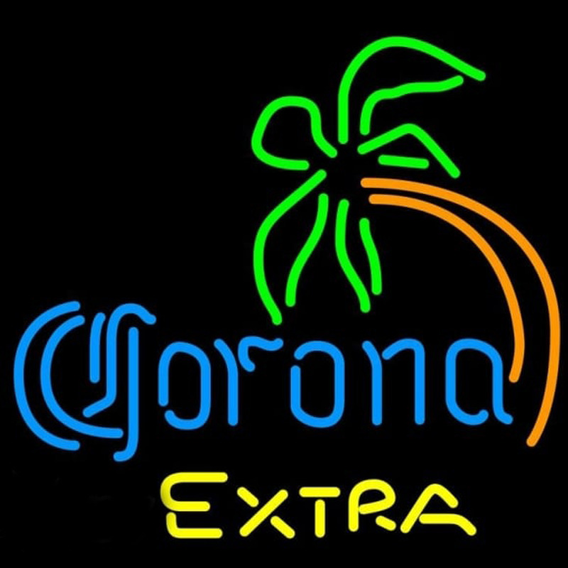 Corona E tra Curved Palm Tree Beer Sign Neonskylt