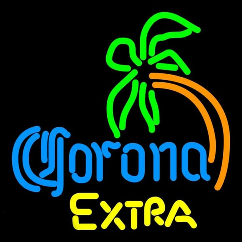 Corona E tra Curved Palm Tree Beer Sign Neonskylt