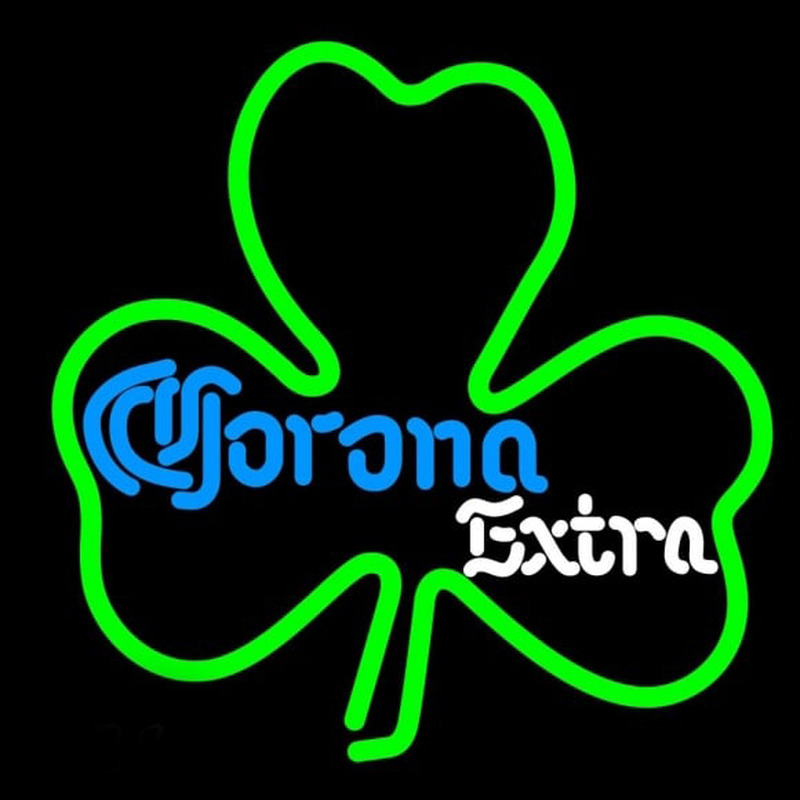 Corona E tra Green Clover Beer Sign Neonskylt