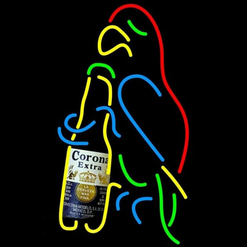 Corona E tra Parrot Bottle Beer Sign Neonskylt