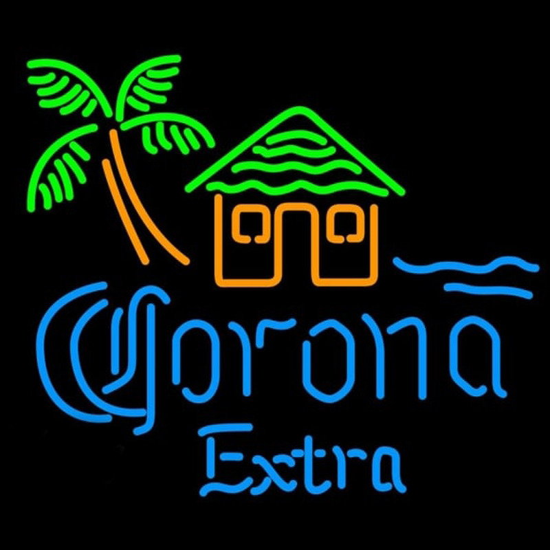 Corona E tra Tiki Hut Beer Sign Neonskylt