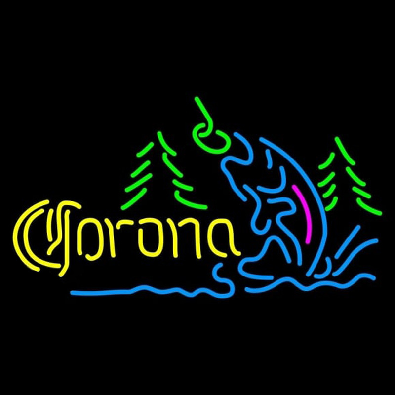 Corona Fishing Lake Beer Sign Neonskylt