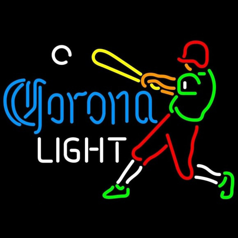 Corona Light Baseball Player Beer Sign Neonskylt
