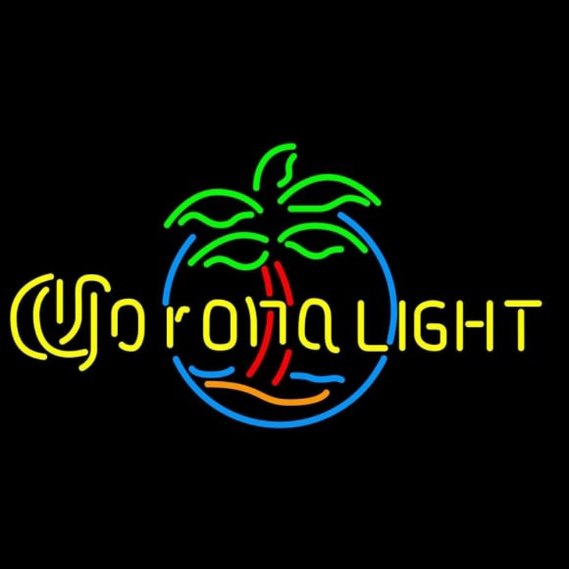 Corona Light Palm Tree Circle Beer Sign Neonskylt