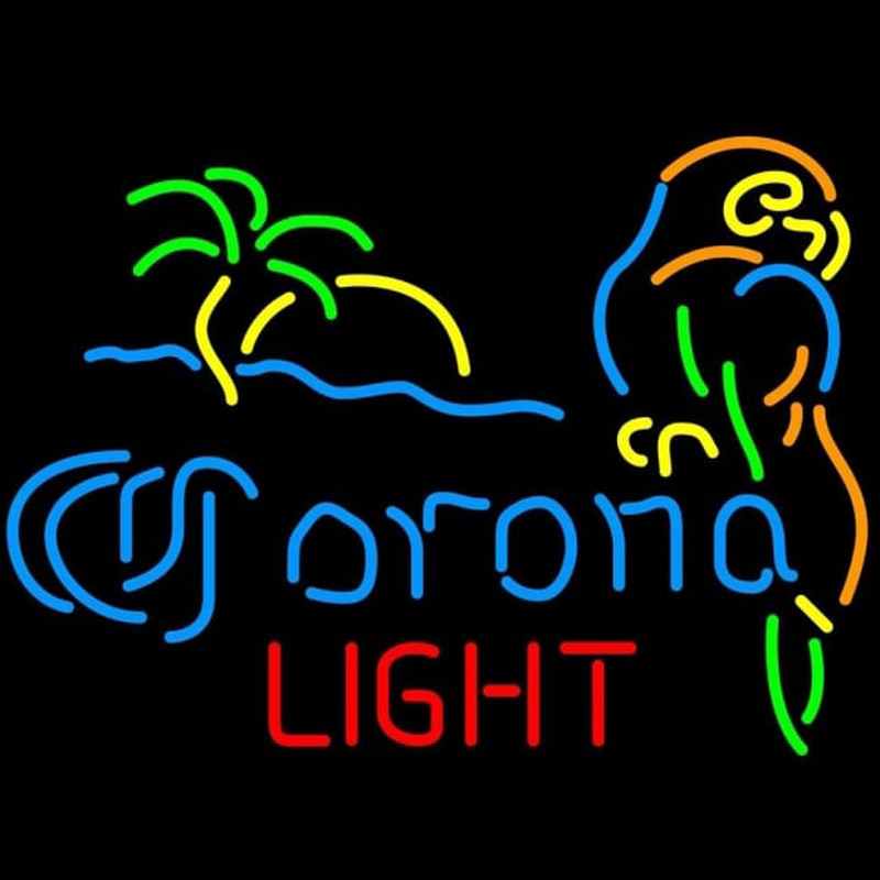 Corona Light Palm Tree Parrot Beer Sign Neonskylt