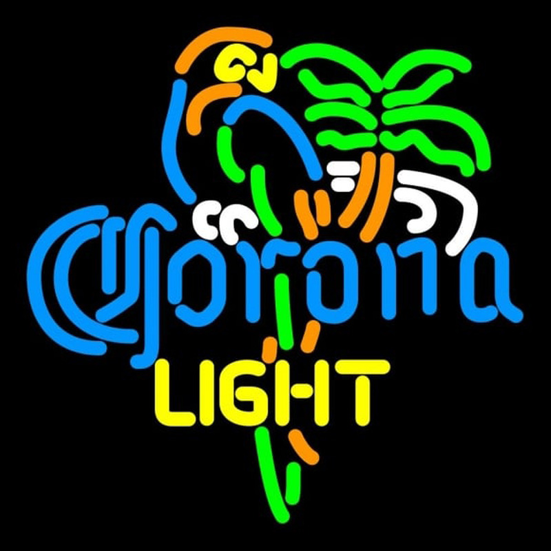 Corona Light Parrot Palm Tree Beer Sign Neonskylt