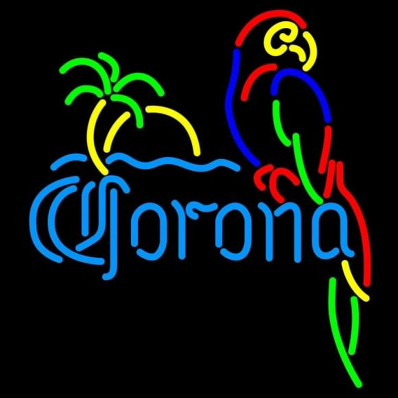 Corona Parrot with Palm Beer Sign Neonskylt