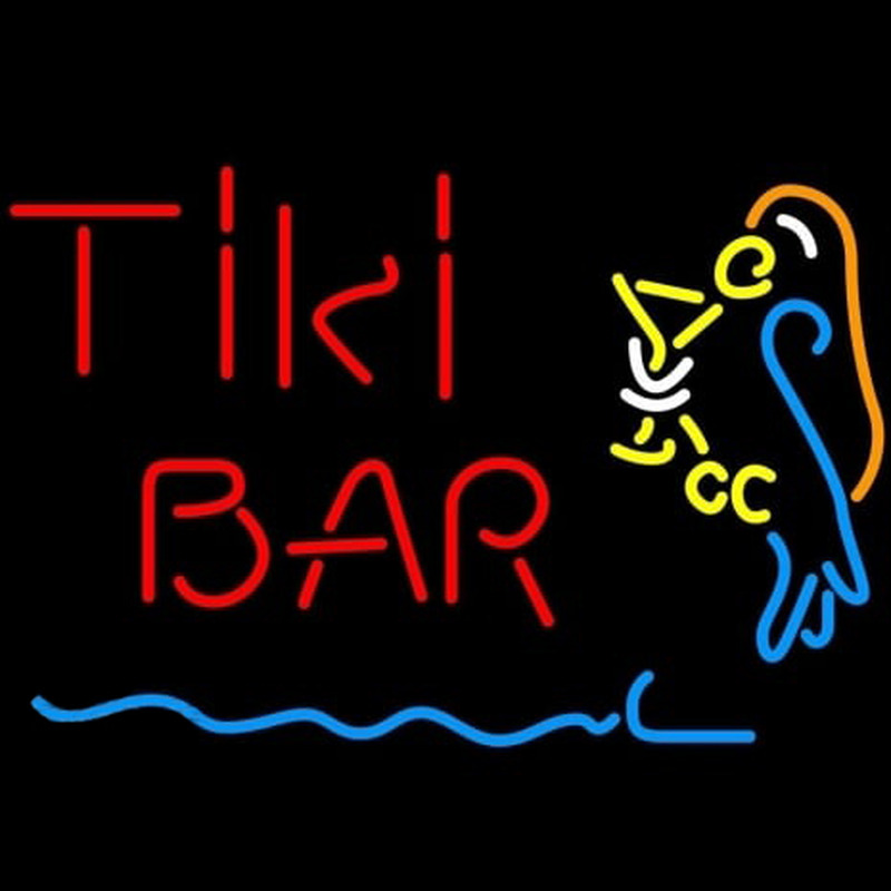 Corona Red Tiki Bar Martini Parrot Beer Neonskylt