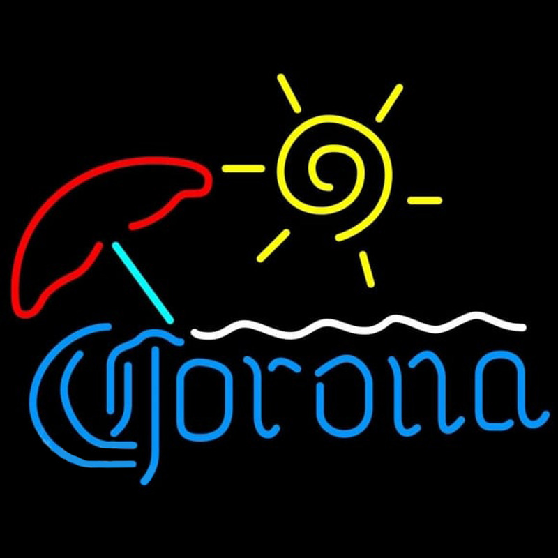 Corona Umbrella with Sun Beer Sign Neonskylt