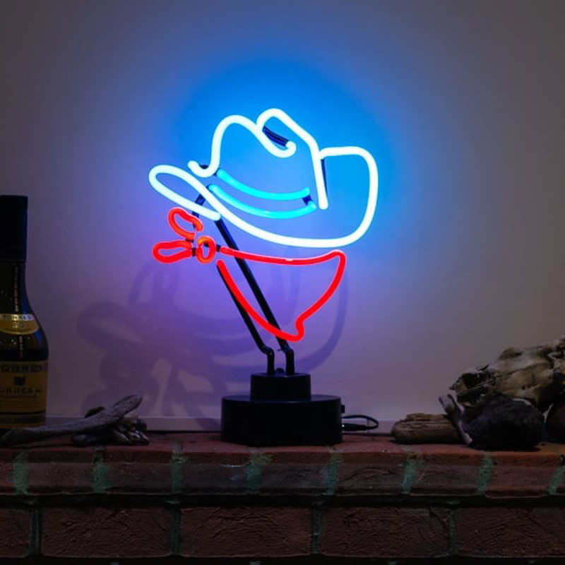 Cowboy Blue Hat Desktop Neonskylt