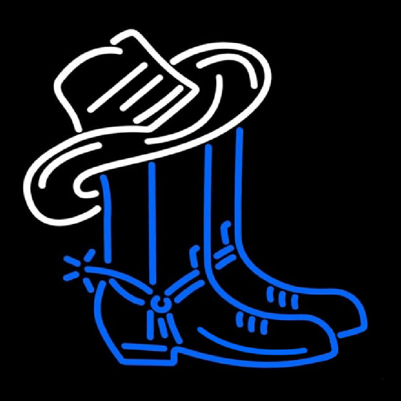 Cowboy Boots Logo Block Neonskylt