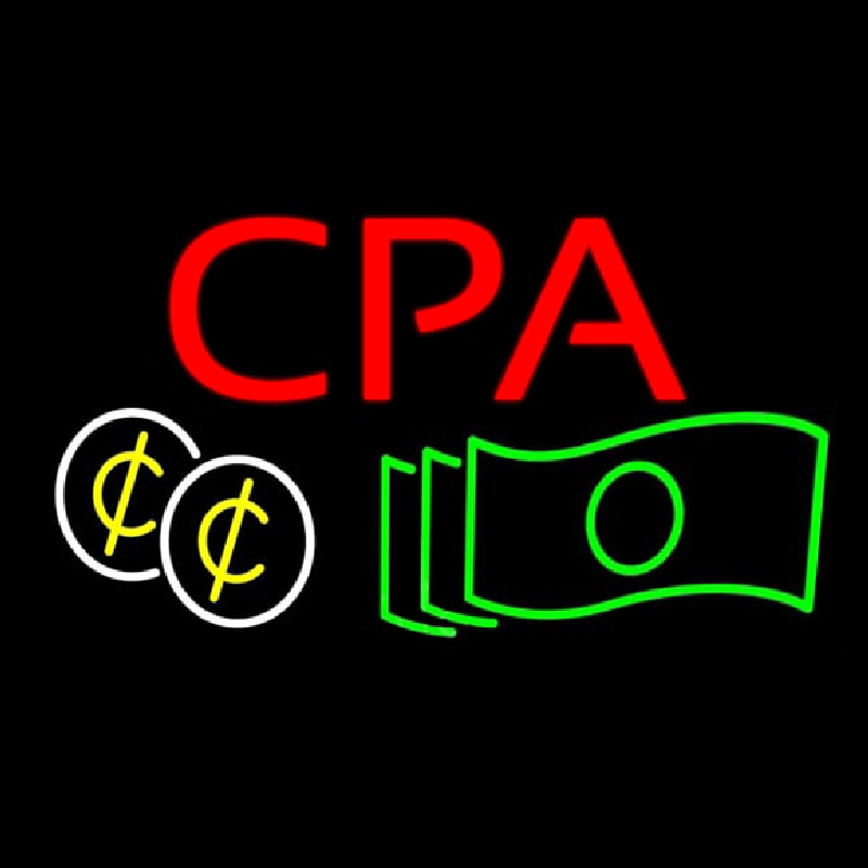 Cpa Dollars And Cents Red Neonskylt