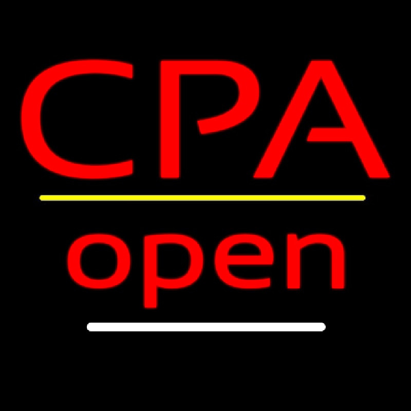 Cpa Open Yellow Line Neonskylt