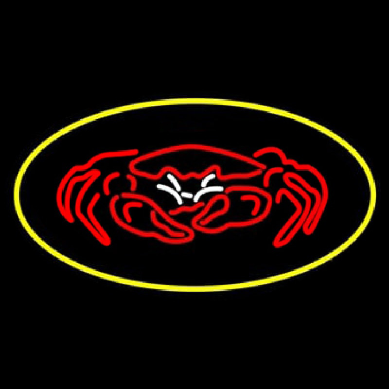 Crab Seafood Logo Oval Yellow Neonskylt