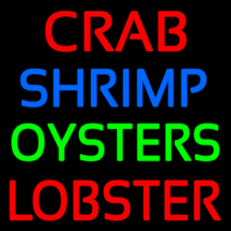 Crab Shrimp Lobster Oyster Neonskylt