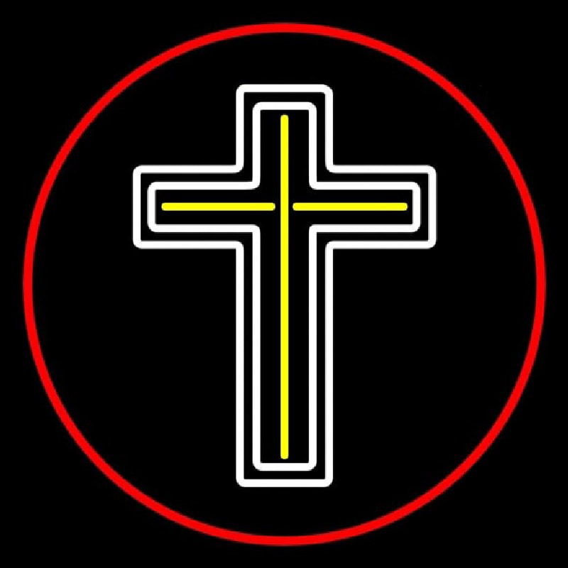 Cross Red Border Neonskylt