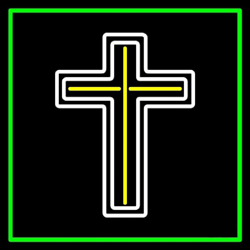 Cross With Border Neonskylt