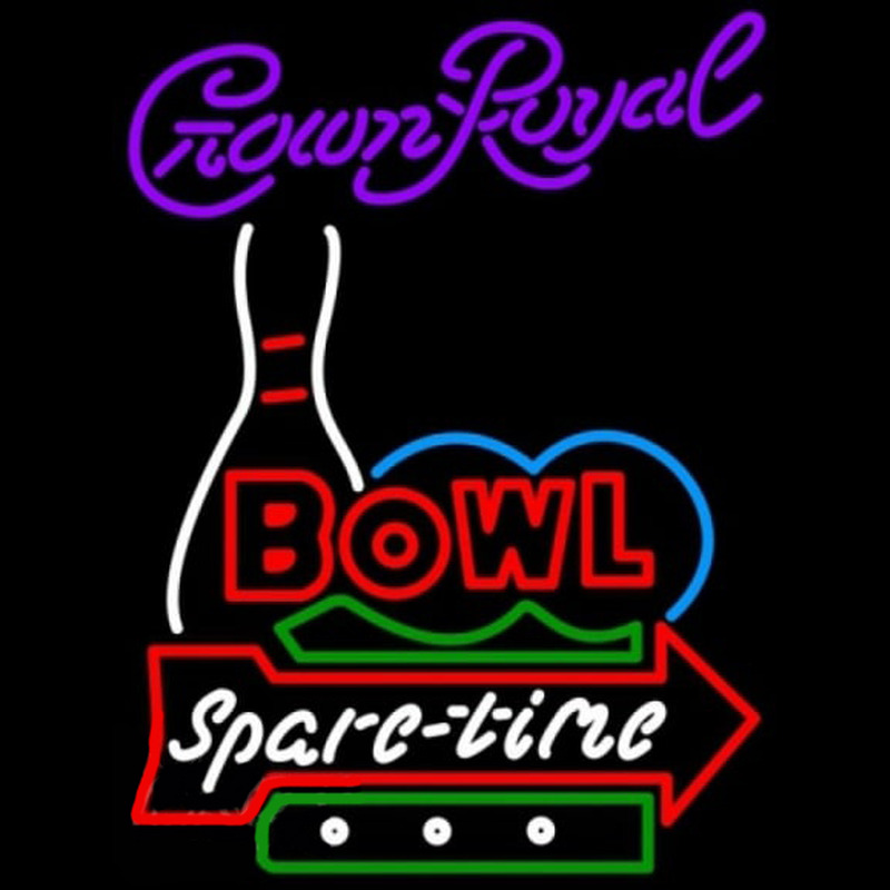 Crown Royal Bowling Spare Time Beer Sign Neonskylt
