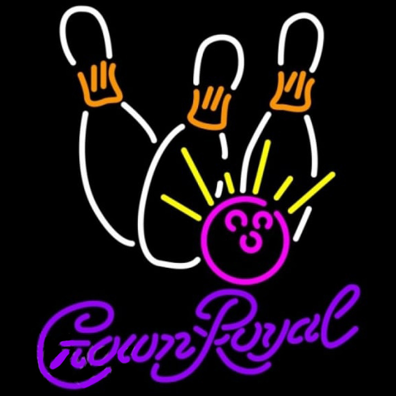 Crown Royal Bowling White Pink Beer Sign Neonskylt