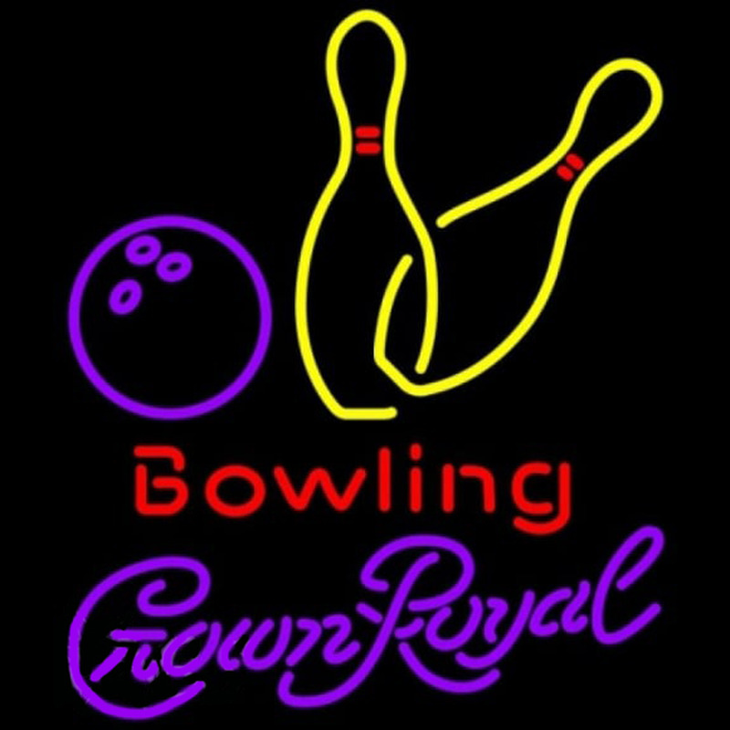 Crown Royal Bowling Yellow Beer Sign Neonskylt
