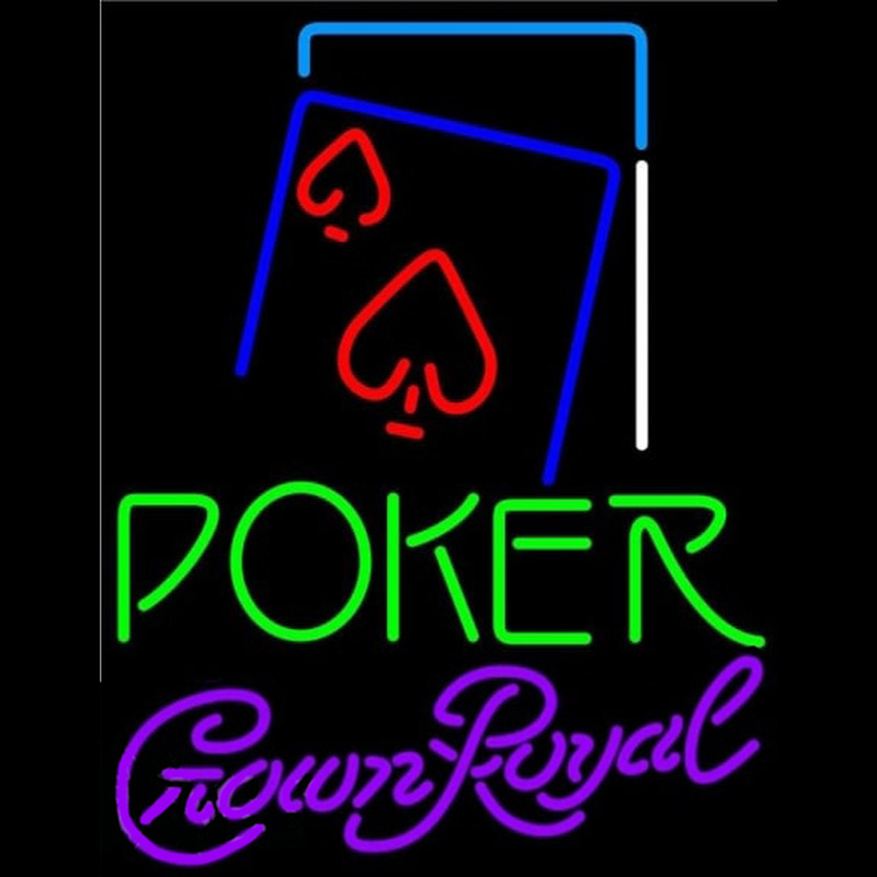 Crown Royal Green Poker Red Heart Beer Sign Neonskylt