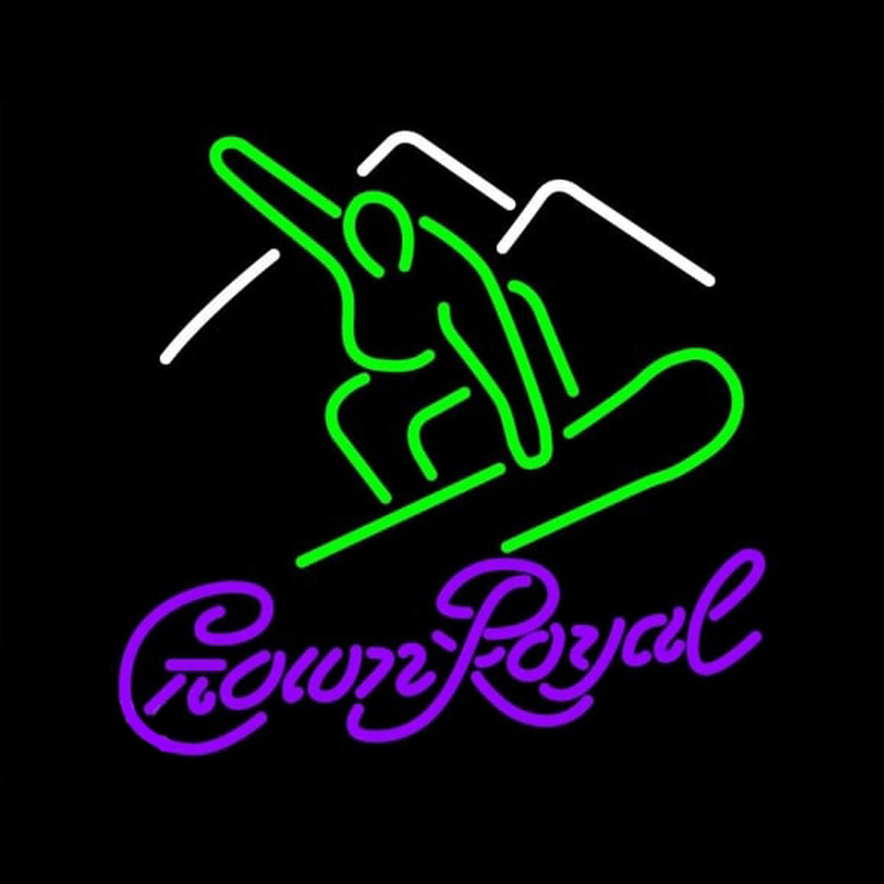 Crown Royal Logo Surfboard Beer Sign Neonskylt