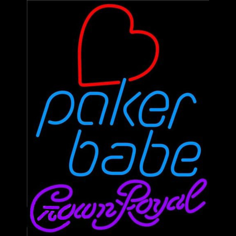 Crown Royal Poker Girl Heart Babe Beer Sign Neonskylt