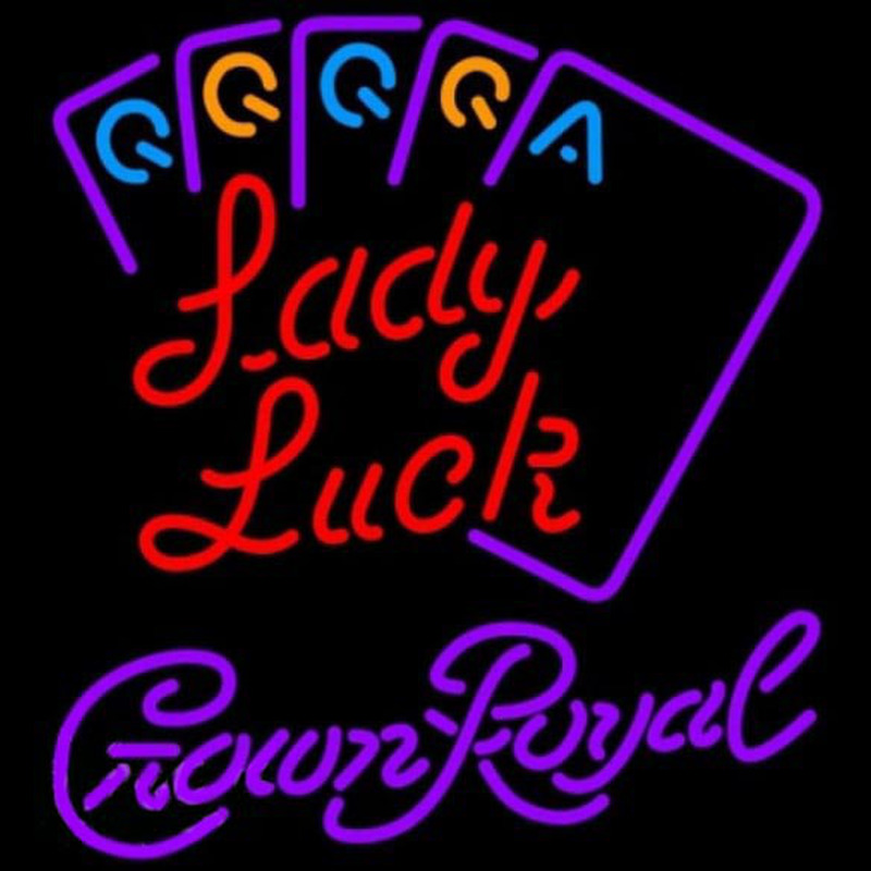 Crown Royal Poker Lady Luck Series Beer Sign Neonskylt