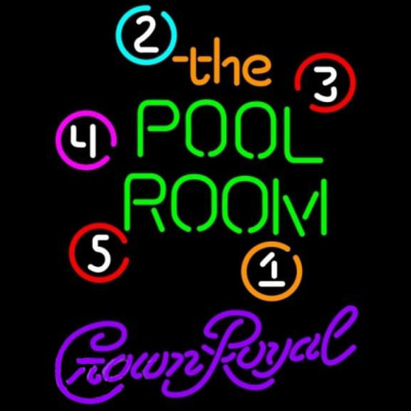 Crown Royal Pool Room Billiards Beer Sign Neonskylt