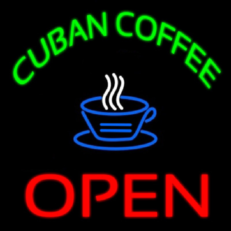 Cuban Coffee Red Open Logo Neonskylt