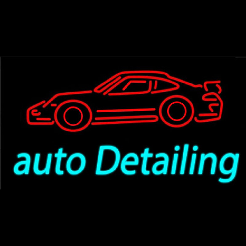 Cursive Auto Detailing With Car Logo Neonskylt