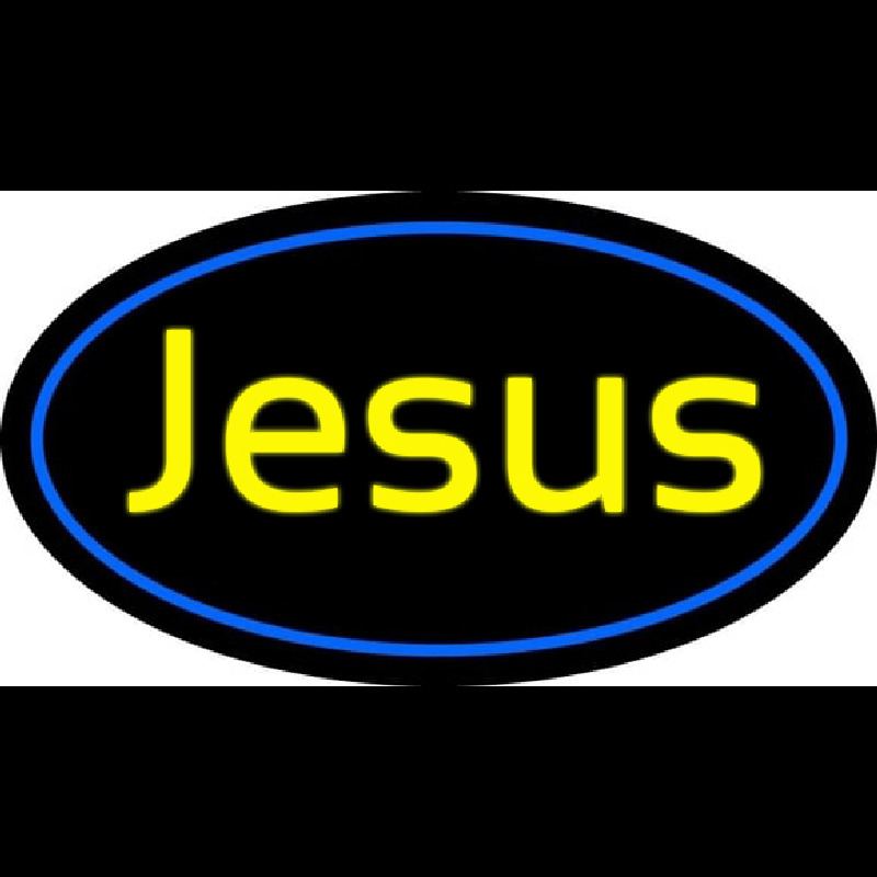 Cursive Blue Jesus Neonskylt