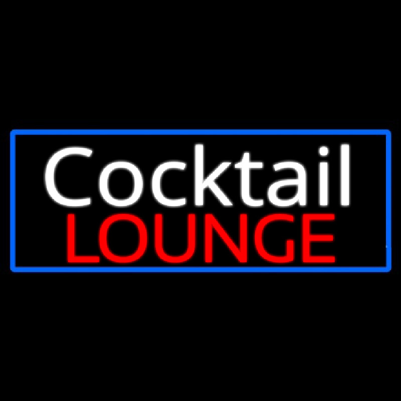 Cursive Cocktail Lounge With Blue Border Neonskylt